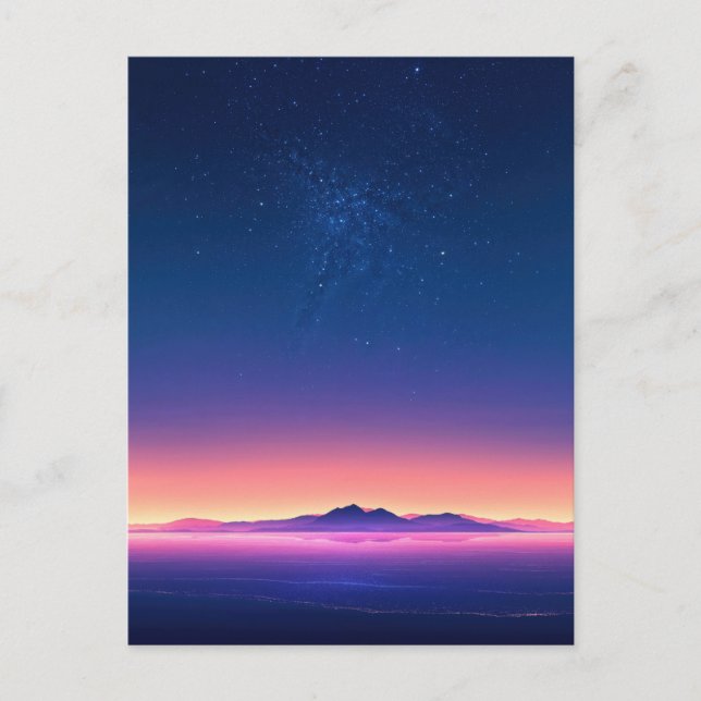 Vibrant Starry Night Mountain Horizon Postkarte (Vorderseite)