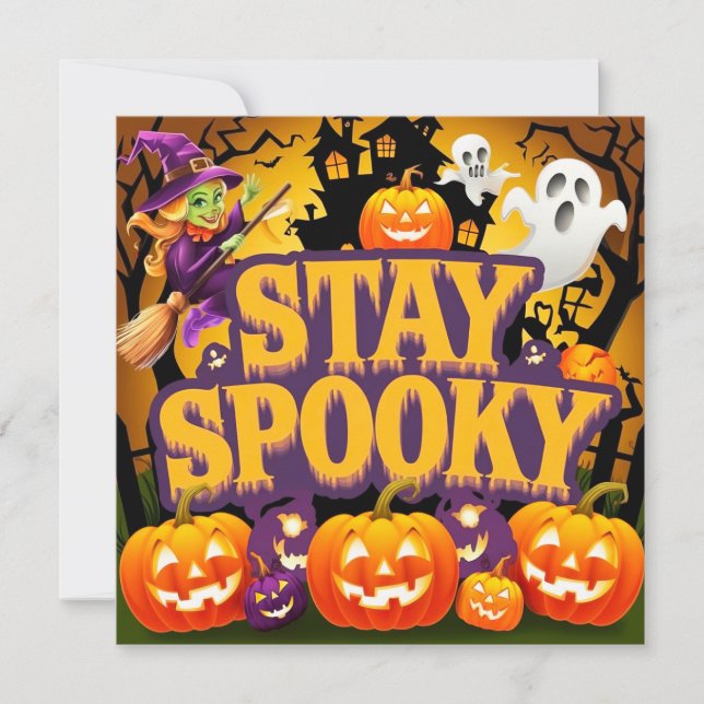 Vibrant Stay Spooky halloween Einladung (Vorderseite)
