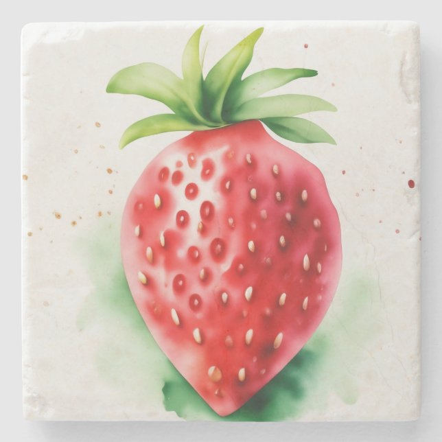 Vibrant Strawberry Steinuntersetzer (Vorderseite)