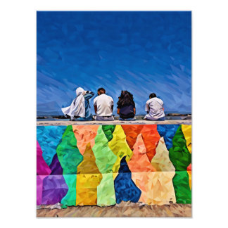 Vibrant Street Art mit Gruppe von Freunden Fotodruck