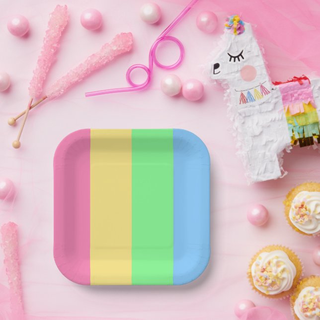 Vibrant Striped Pappteller (Party)