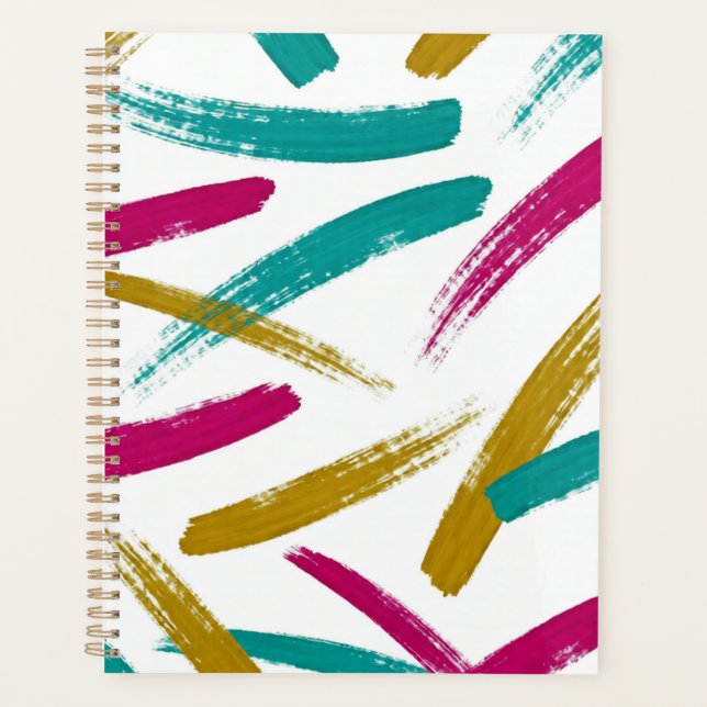 Vibrant Strokes,Teal, Magenta & Mustard pattern Planer (Vorderseite)