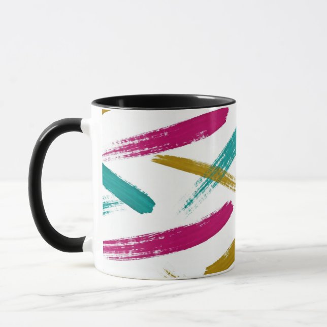 Vibrant Strokes,Teal, Magenta & Mustard pattern Tasse (Links)