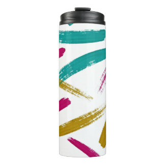 Vibrant Strokes,Teal, Magenta & Mustard pattern Thermosbecher
