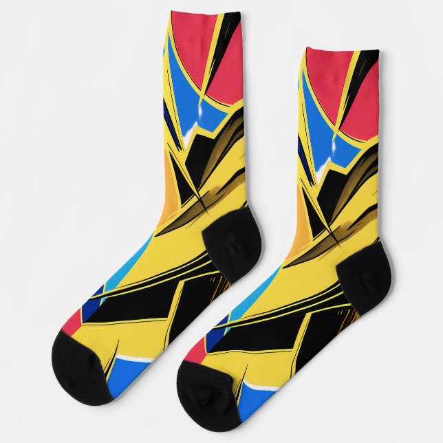 Vibrant Stylized Portrait with Abstract Elements Socken (Linkes Detail)