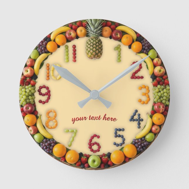 Vibrant Summer Fruit Salad Wall Clock - Custom Runde Wanduhr (Vorderseite)
