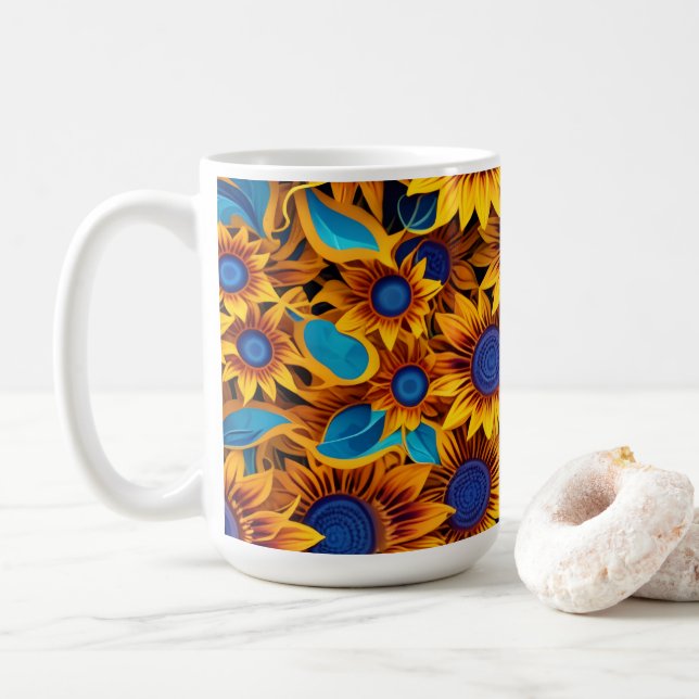 Vibrant Sunflower Kaffeetasse (Mit Donut)
