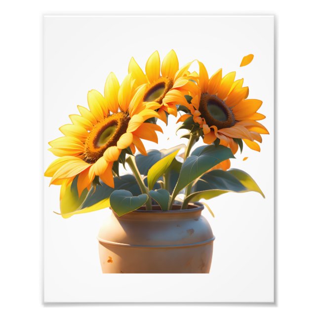 Vibrant Sunflowers in a Rustic Pot Fotodruck (Vorne)
