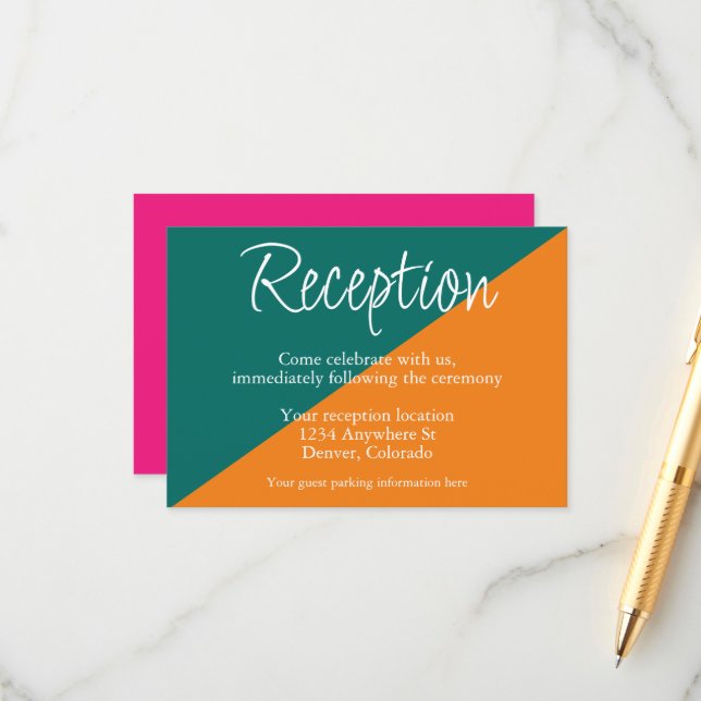 Vibrant Sunrise Mix & Match Wedding Reception Begleitkarte (Vorderseite/Rückseite Beispiel)