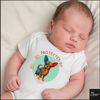 Vibrant Swirl Quilled Chihuahua dog Portrait Baby Strampler