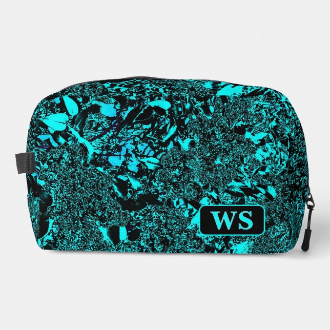 Vibrant Teal Monogram Toiletry Bag  Waschbeutel (Vorderseite)