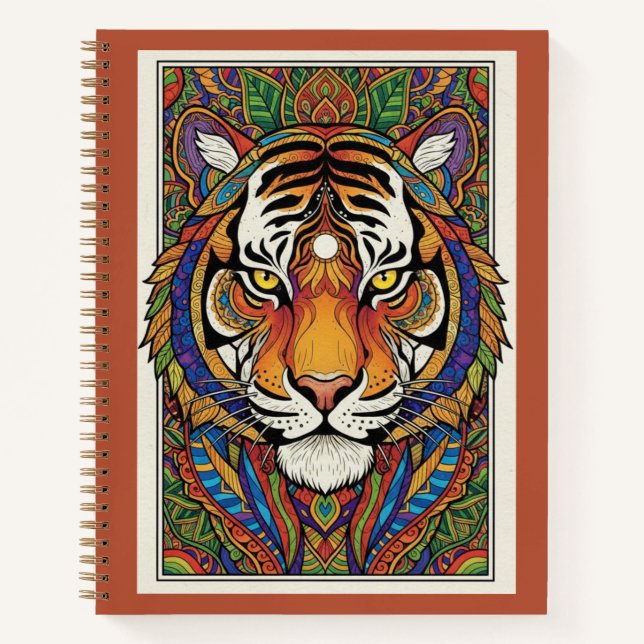 Vibrant Tiger Zentangle Art Nooracle Journal Notizbuch (Vorderseite)