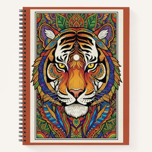 Vibrant Tiger Zentangle Art Nooracle Journal Notizbuch (Vorderseite)