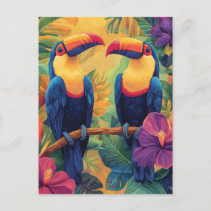 Vibrant Toucan Painting Tropical Birds in Paradies Feiertagspostkarte