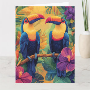 Vibrant Toucan Painting Tropical Birds in Paradies Karte