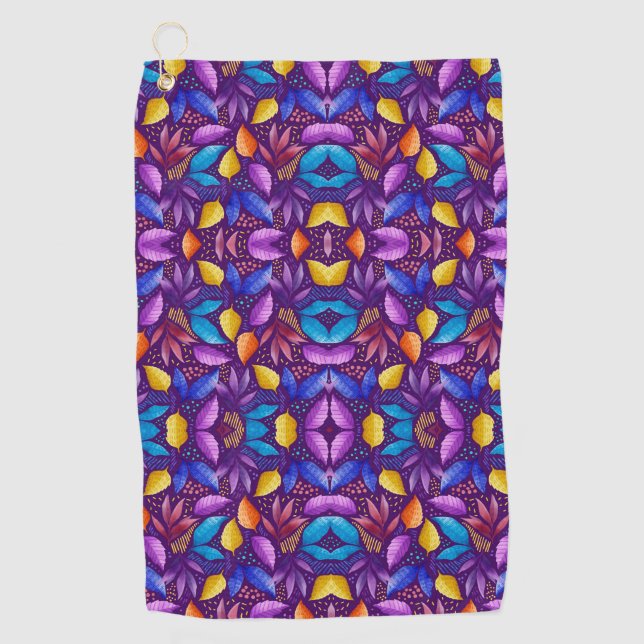 Vibrant towel featuring a symmetrical pattern golfhandtuch (Vorderseite)
