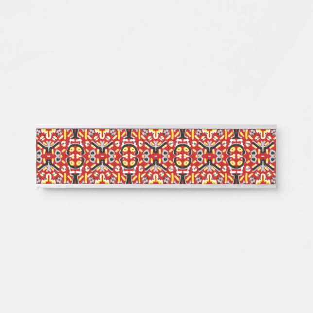 Vibrant Tribal Fusion Geometric Symmetry Pattern Türschild (Vorderseite )
