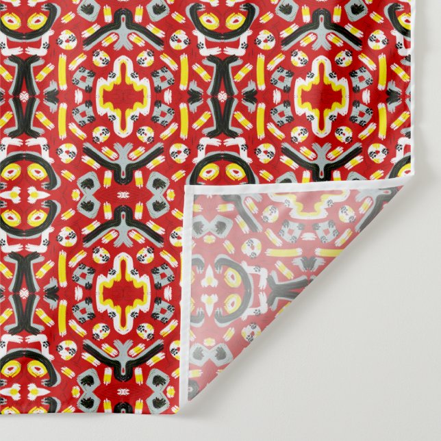 Vibrant Tribal Fusion Geometric Symmetry Pattern Wandteppich (Detail)