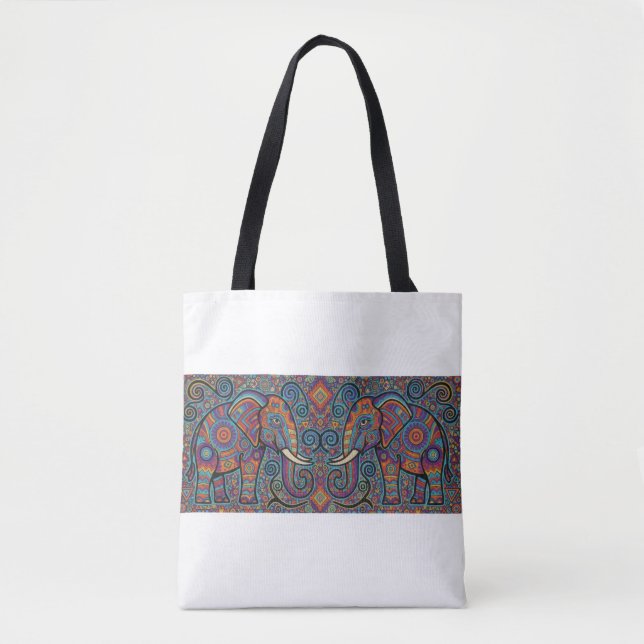 Vibrant Tribal Spirit elephants Tote Bag (Vorderseite)