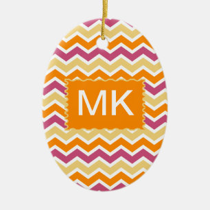 Vibrant Tribal ZigZag Keramik Ornament