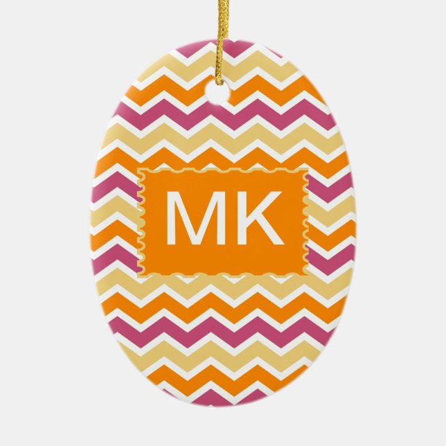 Vibrant Tribal ZigZag Keramik Ornament (Vorne)