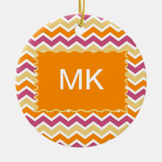 Vibrant Tribal ZigZag Keramik Ornament (Vorne)