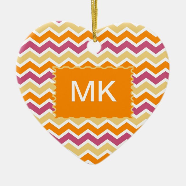 Vibrant Tribal ZigZag Keramik Ornament (Vorne)