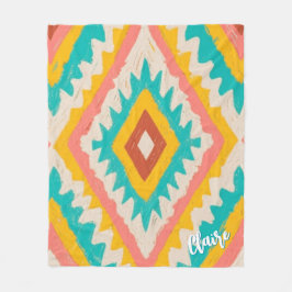 Vibrant Tribe, Bold Geometric Boho Pattern Fleecedecke