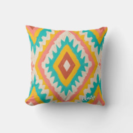 Vibrant Tribe, Bold Geometric Boho Pattern Kissen