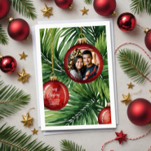 Vibrant Tropical Christmas Palm Watercolor Photo