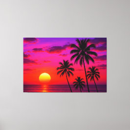 Vibrant Tropical Sunset Palm Trees - Luxury Modern Leinwanddruck