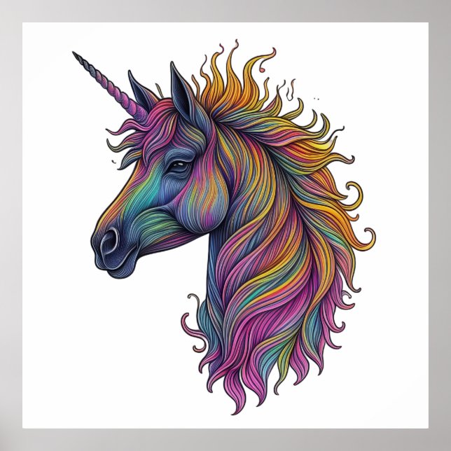 Vibrant Unicorn Majestät Poster (Vorne)