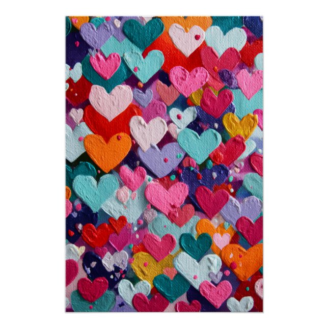 Vibrant Valentine Poster – Fantasy Hearts Design  (Vorderseite)