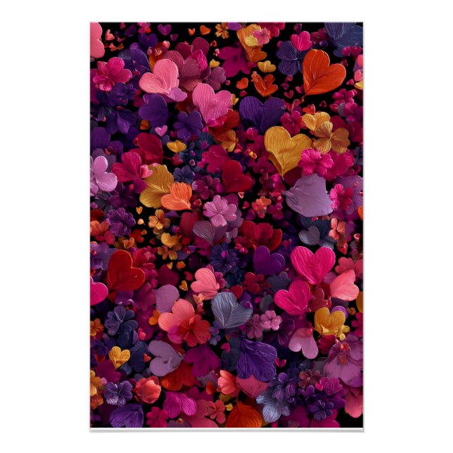 Vibrant Valentine Poster – Fantasy Hearts Design  (Vorderseite)