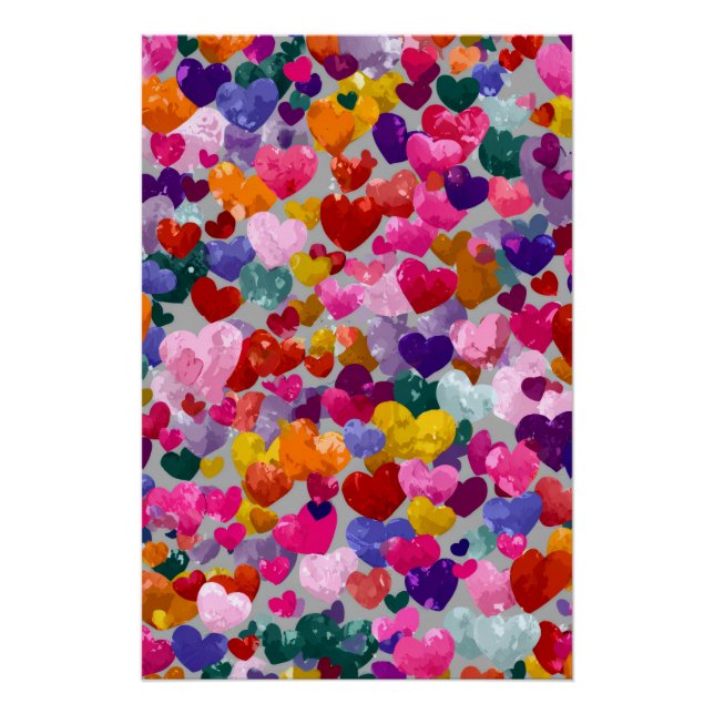 Vibrant Valentine Poster – Fantasy Hearts Design  (Vorderseite)
