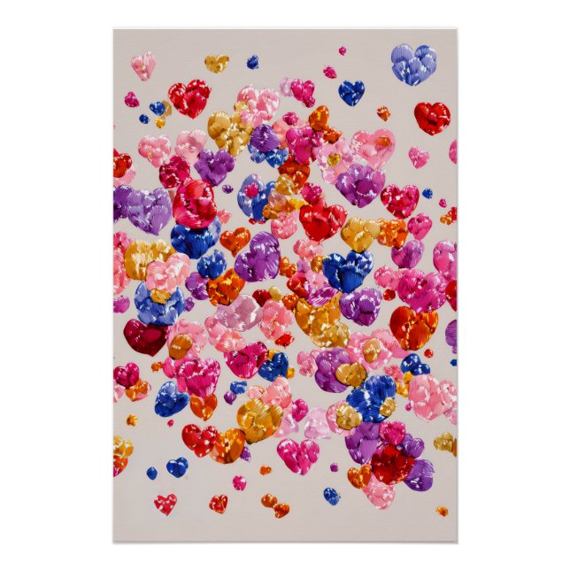 Vibrant Valentine Poster – Fantasy Hearts Design  (Vorderseite)