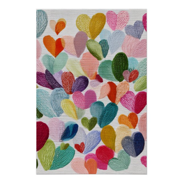 Vibrant Valentine Poster – Fantasy Hearts Design  (Vorderseite)