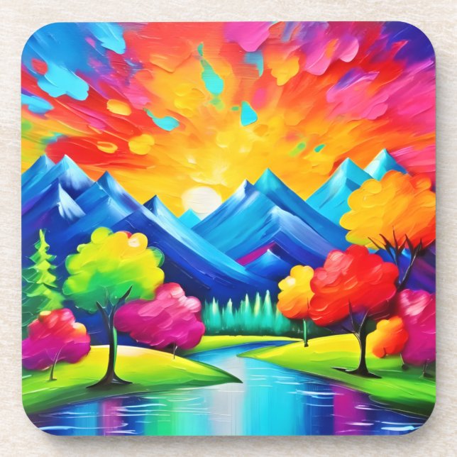 Vibrant Valley Vision Malerei Getränkeuntersetzer (Vorderseite)