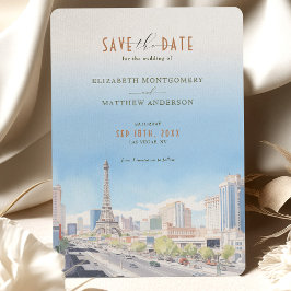 Vibrant Vegas Skyline Rett-the-Date-Einladung Einladung