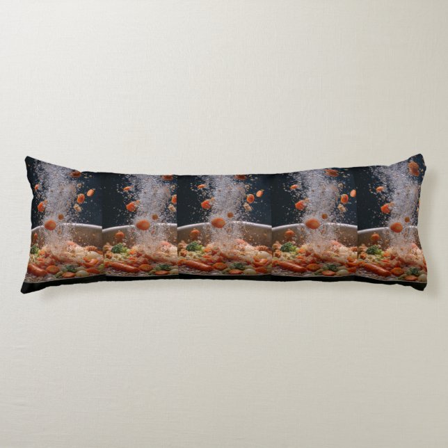 Vibrant Veggie Explosion Art – Dynamic Boiling Pot Seitenschläferkissen (Vorderseite)