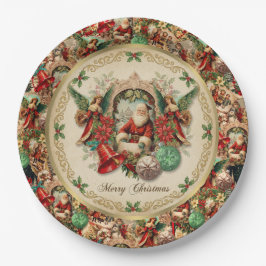 Vibrant Victorian Christmas Collage Pappteller