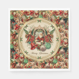 Vibrant Victorian Christmas Collage Serviette