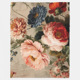 Vibrant Vintage Floral Arrangement Fleecedecke