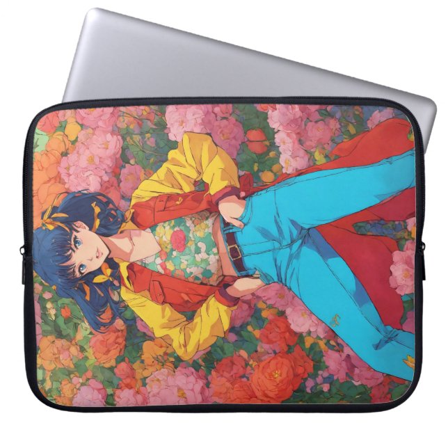 "Vibrant Vogue: farbenfrohe Girl Laptop Tasche" Laptopschutzhülle (Vorderseite)