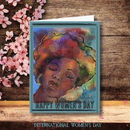 Vibrant Watercolor Black Woman International Women Feiertagskarte
