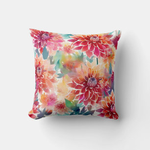 Vibrant Watercolor Dahlia Kissen
