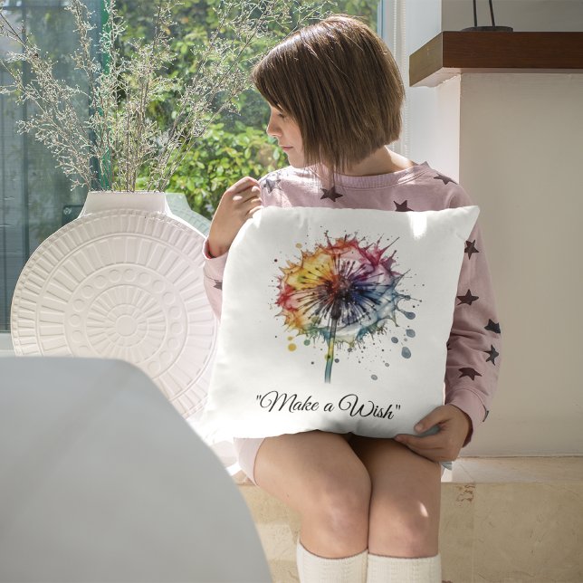 Vibrant Watercolor Dandelion, custom Kissen (Von Creator hochgeladen)