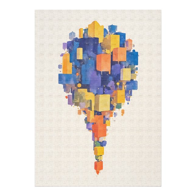 Vibrant Watercolor Floating Geometric Cubes Fotodruck (Vorne)