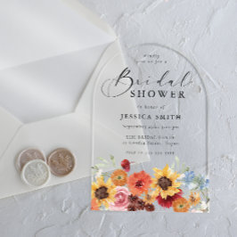 Vibrant Watercolor Floral Bridal Shower Acryleinladungen