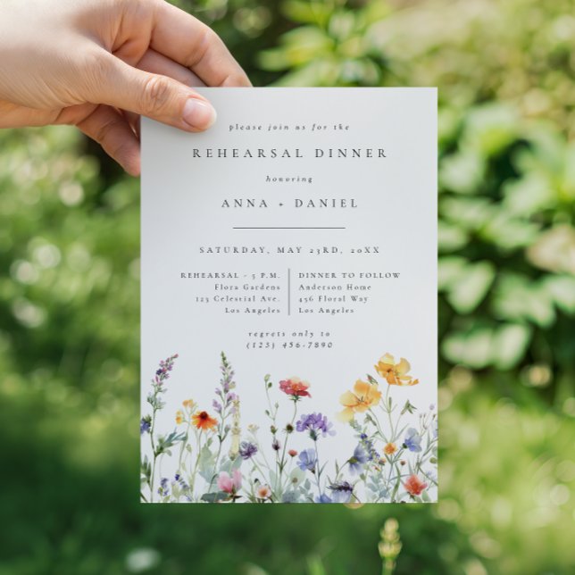 Vibrant Watercolor Floral Wedding Rehearsal Dinner Einladung (Von Creator hochgeladen)